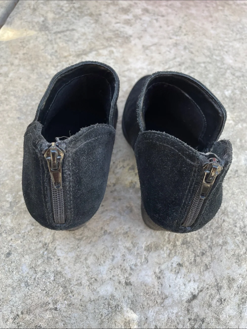 Fergie Black Suede Chunky Heel Ankle Booties